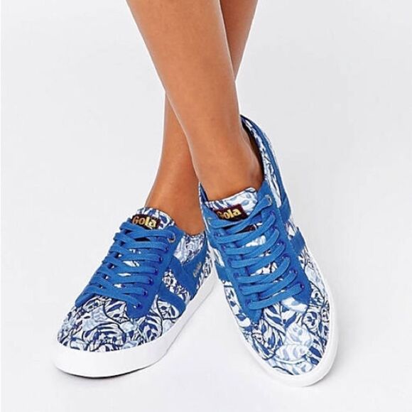 Gola x Liberty Quota Sneaker Royal Blue & White Floral - Picture 1 of 9